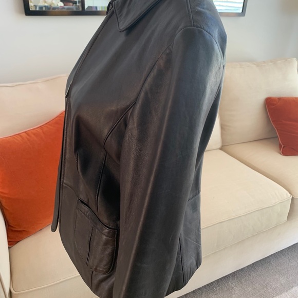 EUC Ann Taylor Black Leather Blazer Sz Medium - Picture 7 of 10